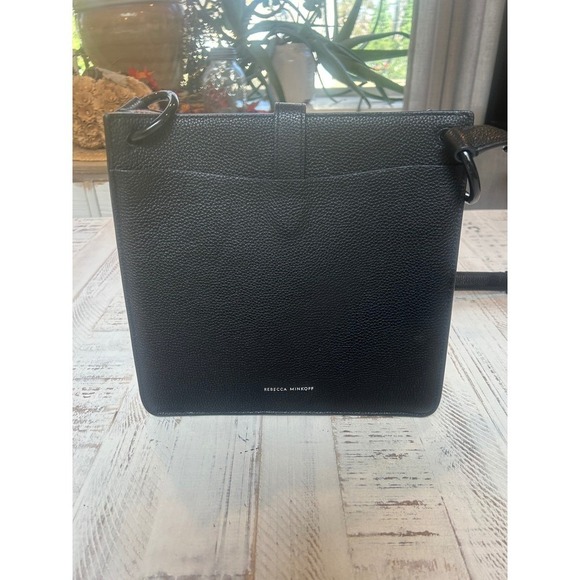 Rebecca Minkoff Black Pebbled Leather Bucket‎ Bag Convertible Crossbody Strap - Picture 3 of 8